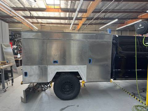 Bed on a Ford F-350 with compartment doors closed