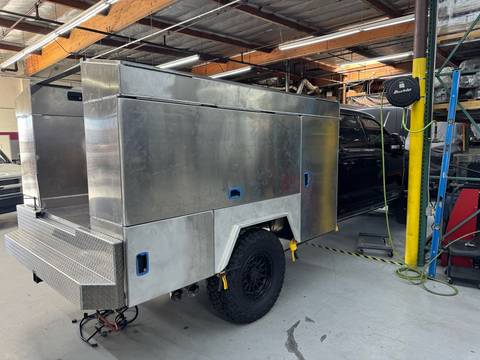 Finished bed with compartment doors closed