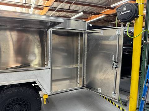 Podium aluminum service bed build for fire & rescue